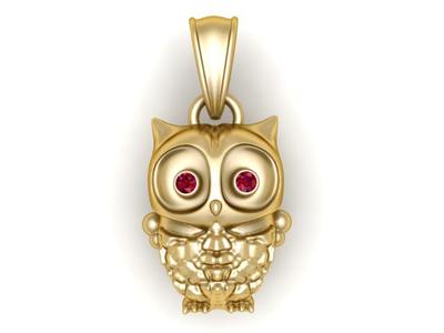 GOLD OWL PENDANT 3D PRINTABLE MODEL