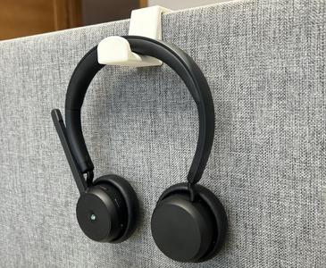 Headphone holder for office desktop wall panel