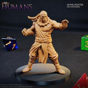 Human Monk Fighter 1A Miniature - Pre-Supported