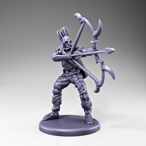 Skeleton - Armored Archer - Bone Longbow - Bowstring Drawn Right + Blank Base