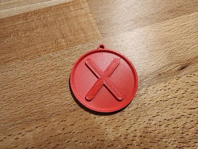 'X' Alphabet Round Keychain