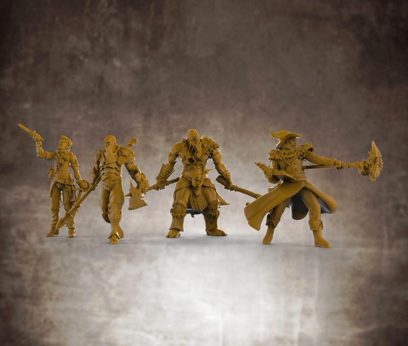 RPG Hero Miniatures Bundle (Barbarian, Fighter, Rogue, Wizard) 32mm scale
