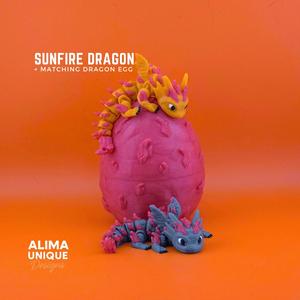 SUNFIRE DRAGON with Matching egg / Articulated Fidget Toy / Keychain