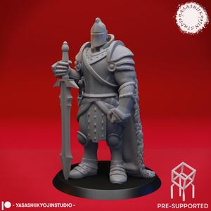 Armored Fighter - Tabletop Miniature (Pre-Supported)