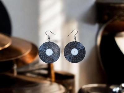 Vinyl disc earrings