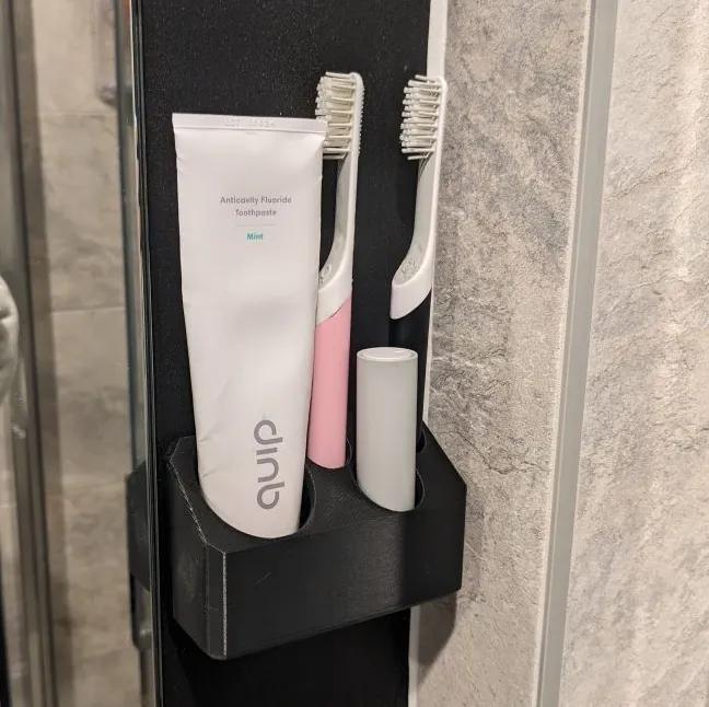 Dual quip toothbrush station   