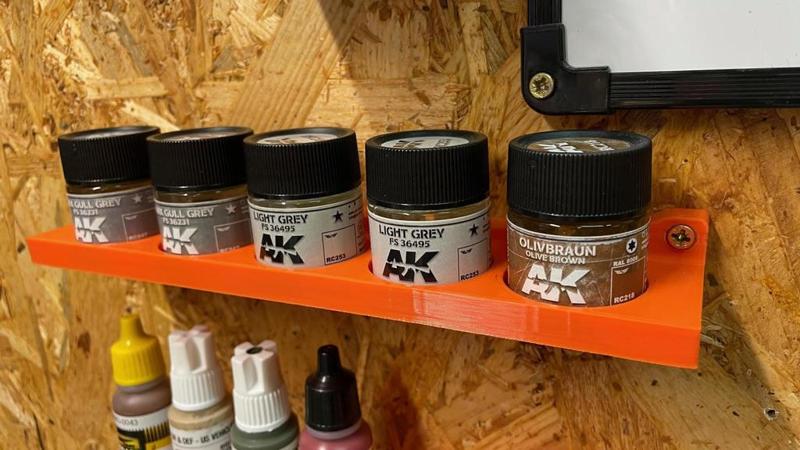 Model paint wall mount holder (Tamiya, AK Interactive, Wash..)