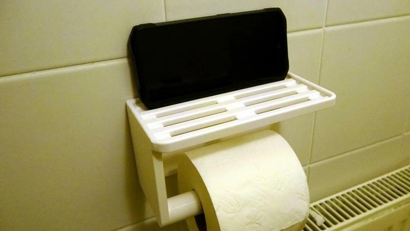 Toiletpaper Holder with Smartphone Stand   