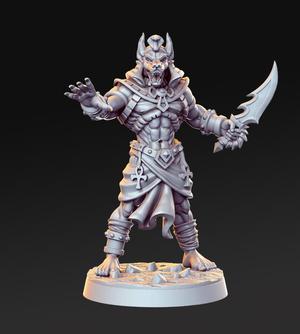PRE-SUPPORTED Anubti warrior with single dagger - Egyptian god - 32mm - DnD
