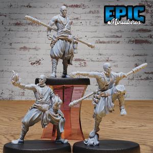 Shaolin Monk Set ‧ DnD Miniature ‧ Tabletop Miniatures ‧ Gaming Monster ‧ 3D Model ‧ RPG ‧ DnDminis ‧ STL FILE