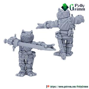 Tabletop fantasy miniature. Frogfolk grung set. Duelist swordsman