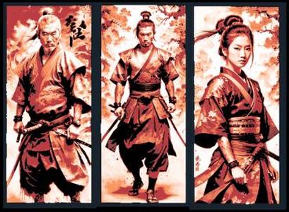 Bookmarks of Samurai - Aged Warrior, Noble Defender and Lady Guardian