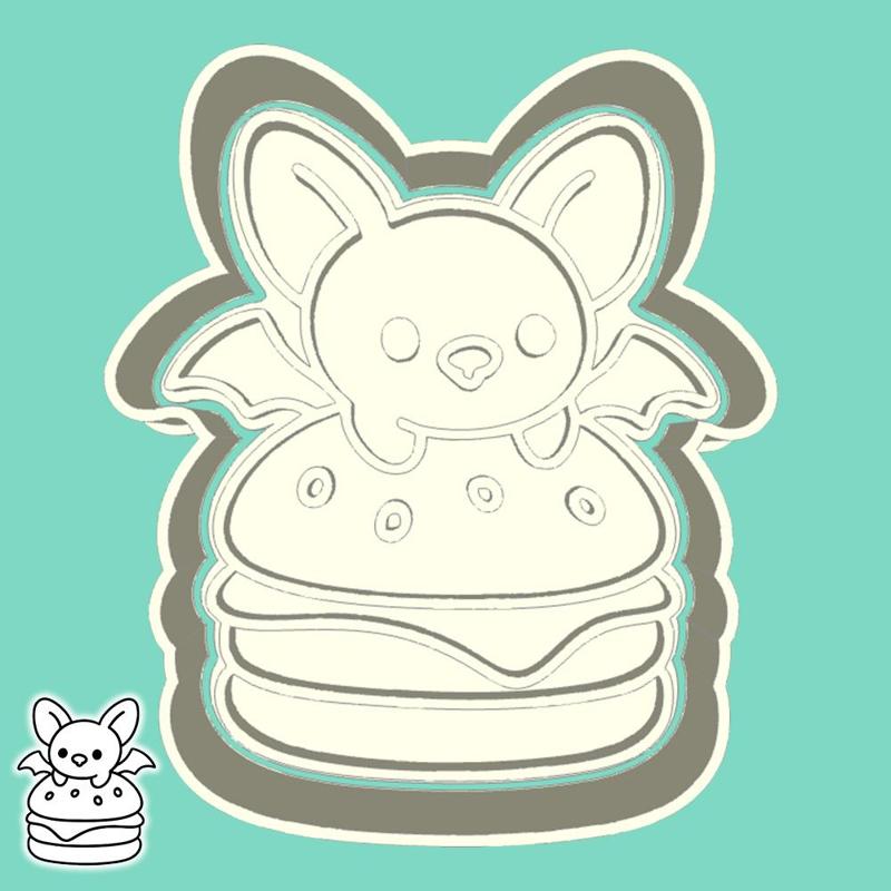 Animals cookie cutters - bat (on burger) (style 1)