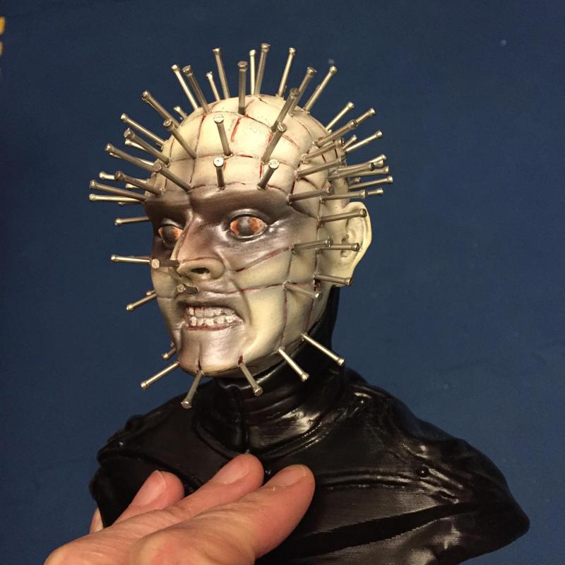 The head of Pinhead from hellraiser