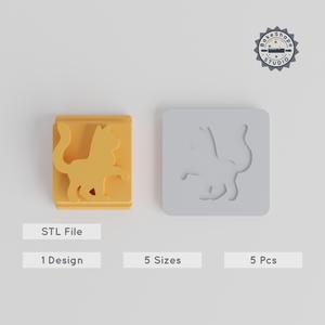 Cat Stamp Tile Set, 5 Sizes, Perfect for Clay, Cookies & Fondant, Animal Motif, 5 Piece Collection