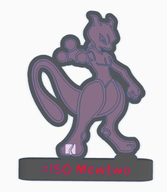 Mewtwo-Inspired LED Lamp with Engraved Base (#150)