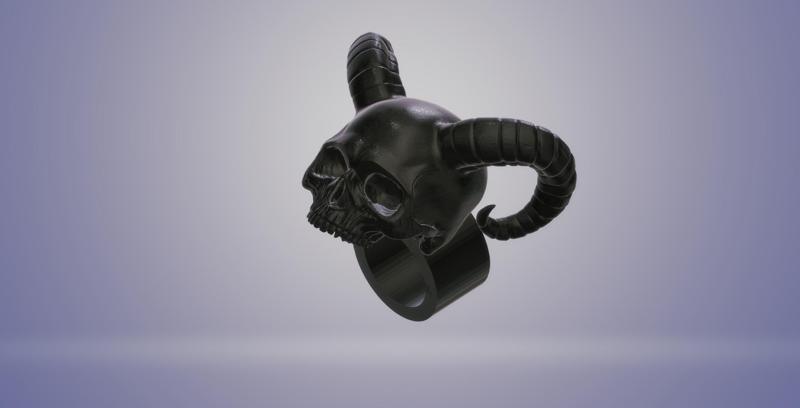 Gothic Skull ring with Horns  for Monster High Dolls