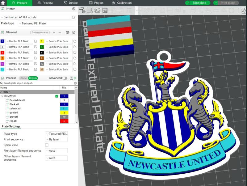 Premier League Newcastle United keychan badge printable and renderable