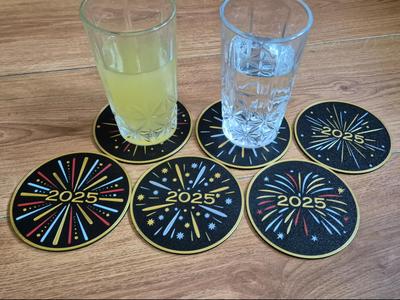 Happy New Year! 2025 Coasters Multicolor 