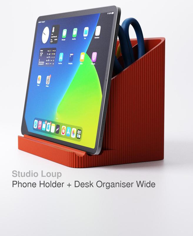 Phone Holder + Desk Organiser Wide Version