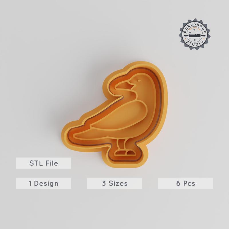 Crow Shape Cutter & Stamp Set, Perfect for Cookies & Fondant, Scary Bird Design, 3 Sizes S/M/L, 6 Pieces PRODUCT_3416