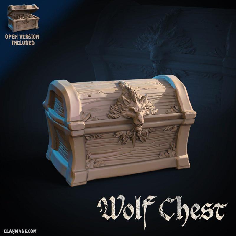 FREE STL Wolf Chest Treasure chest D&D DUNGEONS AND DRAGONS RPG GAMES