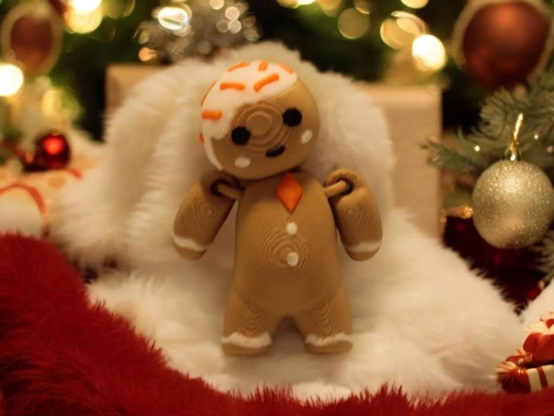 print in place flexi gingerbread man keyring   