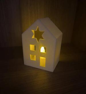 Winter-Häuschen mit LED-Teelicht   