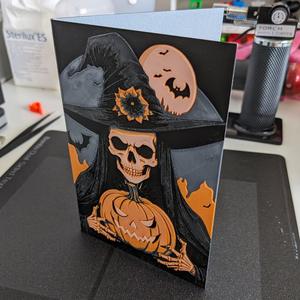 Halloween Skeletal Witch Card - HueForge