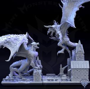 Vampire and Werewolf Dragon Diorama
