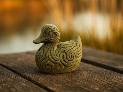 Decorated Duck with playful line patterns