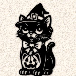 halloween kitty cat pumpkin wall art home decor