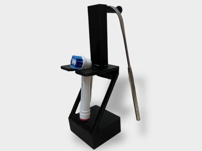Toothbrush Head and Tongue Scraper Stand