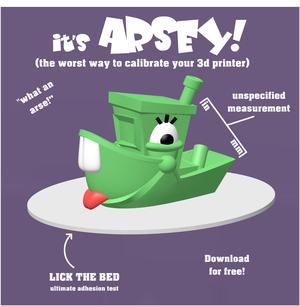 Arsey - a comical print-in-place Benchy that's an arse to print