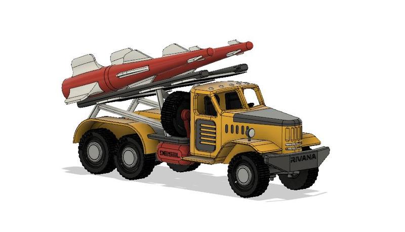 Yellow Missile Transport Truck with Movements
