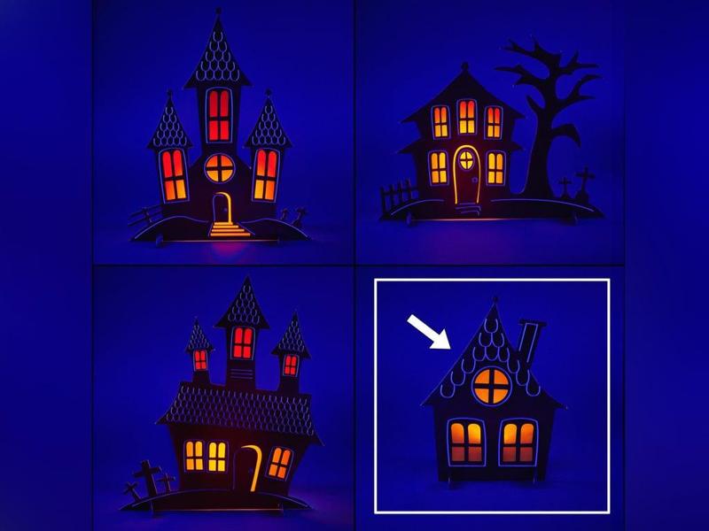 Scary Halloween Flat House Backlit Decoration