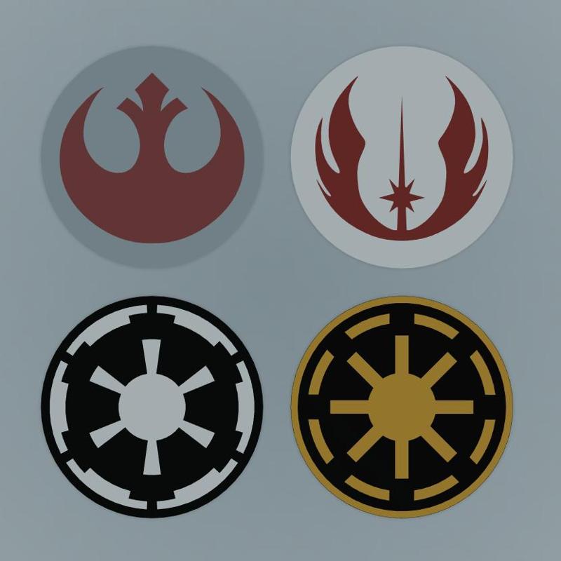 StarWars coasters for color print - 4 kinds: Empire, Republic, Rebelion, New Order