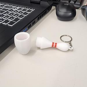 Bowling Pin Pill Stash Keychain