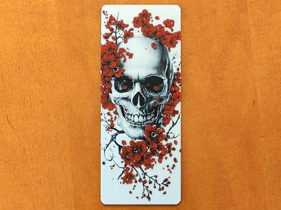 Skull and Cherry Blossoms Bookmark - Hueforge