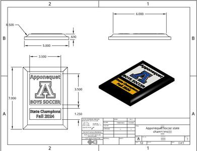 ARHS Boys soccer state champions Plaque