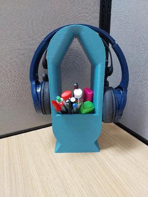 Headphone stand with pencil holder   