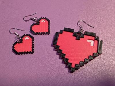 Pixelated Heart Earrings (Minecraft Heart)   