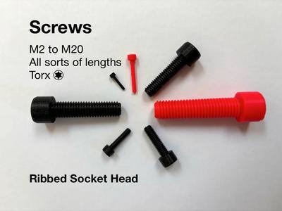 M2 - M20 Torx Screws with Ribbed Socket head in all sorts of lengths (incl. STEP)   