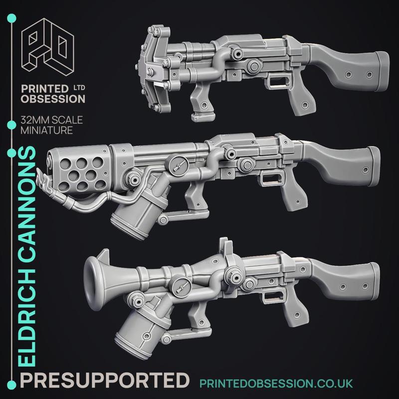 Eldrich Cannons - 6 models - Artillerist Familar & Wepons - PRESUPPORTED - 32mm Scale