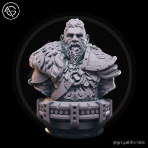 Miniature Bust - Dwarf Durnir the Stonefist, DnD Minis - Fantasy Character Bust for Painting 90mm Height - DnD STL (Pre-Supported)