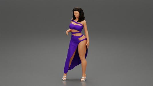 Beautiful woman posing in Bodycon Dress 3D Print Model