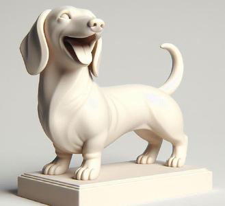 123 Laughing Dachshund - 3D-Printed Ivory-Style Statue, character, monster, fantasy, art, sculpture, model, animal, 3d model, statue, creature, magic, 3d print, collectible, cat, wood, dragon, sword, base, warrior, wild