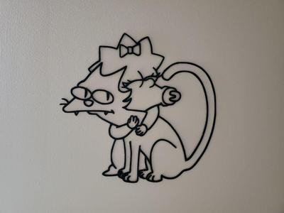Maggie Hugging Snowball - Simpsons Wall Art