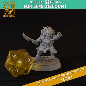Halfling Female Warlock - RPG Hero Character D&D 5e - Titans of Adventure Set 43