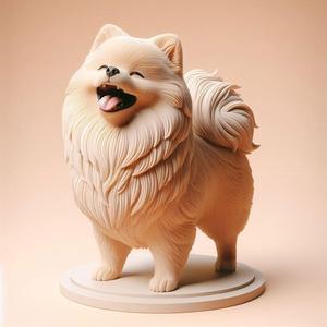 804 Laughing Pomeranian - Full-Color 3D Model, pug, dachshund, poodle, cat, dog, monkey, monkey, zebra, animal, armadillo, lion, fox, faun, pomeranian, troll, platypus, majestic, sculpture, fantasy, crocodile